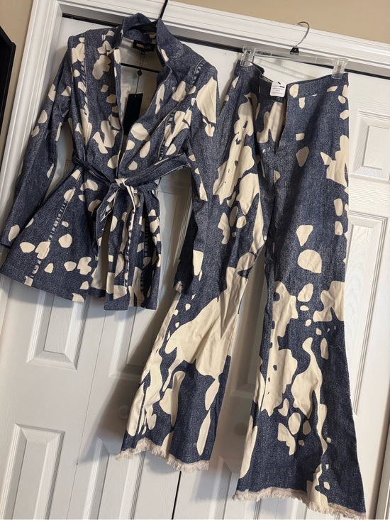 Fashion Nova Other - Fashion Nova Navy and Cream Printed Two-Piece Set